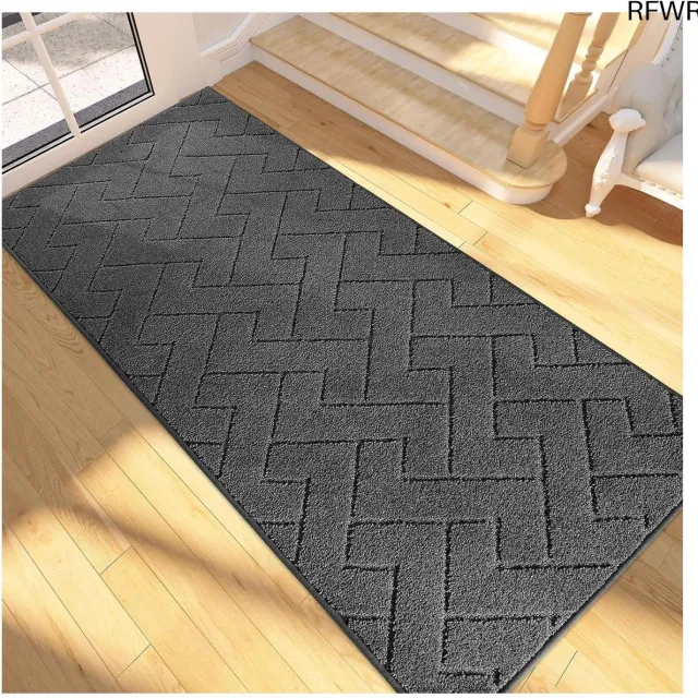 RFWR Antislip Deurmat voor Binnen - Vuilvangmat, Wasbaar en Absorberend - 80 x 178 cm Donkere houtskool