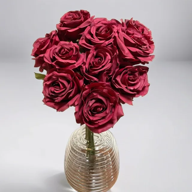 Misk Products Boeket van 10 Zijden Rozen - Rood - 52cm - Kunstbloemen - Zijde Bloemen - Valentijn Cadeautje Voor Hem Haar - Valentijnsdag