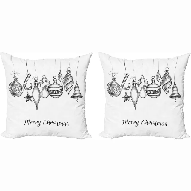 ABAKUHAUS Kerstdecoratie Kussenhoes 2-pack, Vergankelijk Ornament, 50x50 cm, Wit Zwart