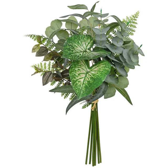 Unyqoos Decoratieve kunsttakken met eucalyptus en anthurium voor elk interieur Donkergroene Anthurium