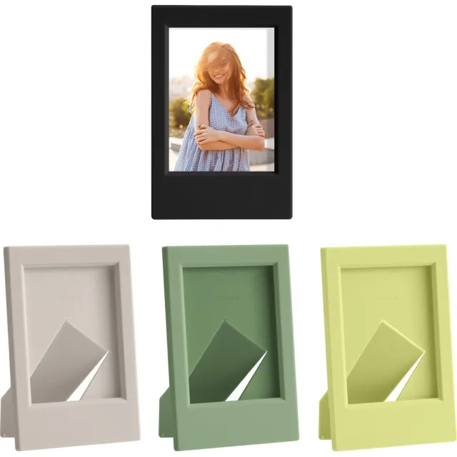 kwmobile 4x mini fotolijst staand - Voor foto's 9,2 x 6,1 cm - Fotokader voor mini instant camera - In zwart / lichtgrijs / groen / geel