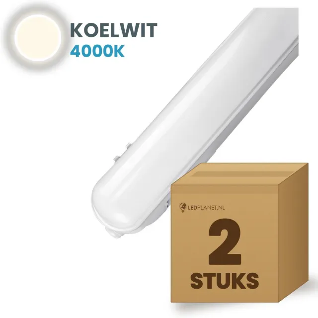 Tsong TL armatuur Tri Proof 1500mm 2 stuks - 50W 6250lm - Koelwit 4000K - Met noodverlichting - Niet koppelbaar - IP65 - 230V
