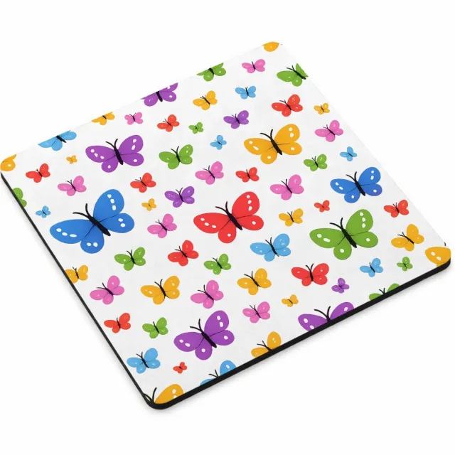 Mr Cadeautjes MDF magnetische fotolijst vierkant 9,5 - design Speels herhaalpatroon met kleurrijke vogels en kleine bloese | cadeau Wit