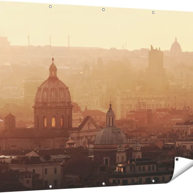 Gards Tuinposter Rome Stad bij Zonsopgang - 160x120 cm - Tuindoek - Tuindecoratie - Wanddecoratie buiten - Tuinschilderij Multikleur