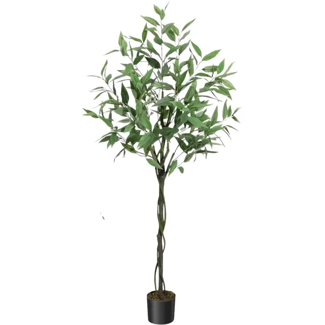 Happiq Kunstmatige Eucalyptusboom 150 cm - Grote Nepplant in Pot - Voor Binnen & Buiten - Groen