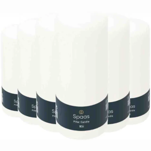 Spaas Cilinderkaars Wit 60/150 mm ± 45 branduren - 6 x 1 stuk - Voordeelverpakking