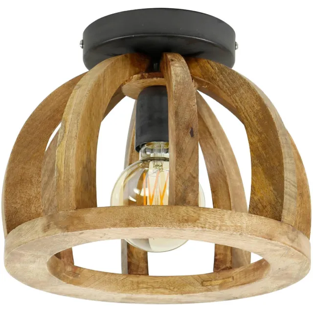 Nest of Nora Plafondlamp Lenrik - 1-lichts - Houten armatuur - Massief mango Bruin