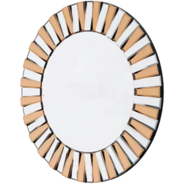 Happiq Elegante Spiegel Vortex - Ronde wandspiegel - 60cm - Zonder verlichting - Woonkamer Tawny