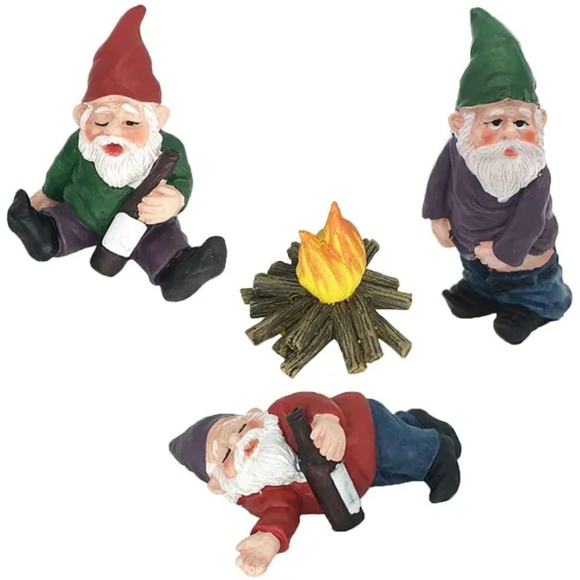 Tovbmup Dronken kabouter - Tuinkabouter - Decoratief dronken beeld - geschikt voor buiten, binnen, tuin, gazon, veranda decoratie cadeau - Set van 4 rood