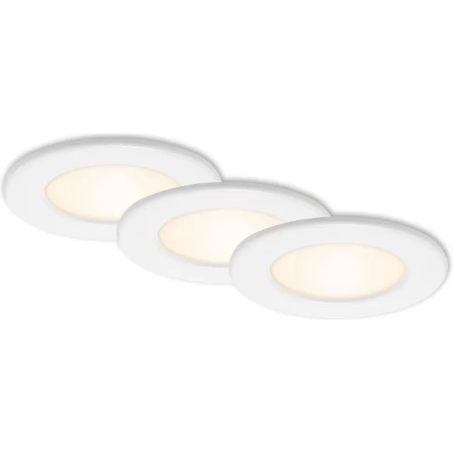 Briloner THIN - inbouwspots set van 3 - 3 x LED / 6W 450lm - IP44 (badkamer) - lichtkleur: warm wit - inbouwdiepte: 30mm - inbouwmaat: 100mm - product: Ø115mm - wit