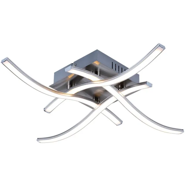 ESTO LED plafondlamp design moderne woonkamerlamp, beweegbare stangen, geborsteld staal aluminium, 4x 4 W 4x260lm 3000K, LxBxH 48 x 48 x 10,5 cm zilver