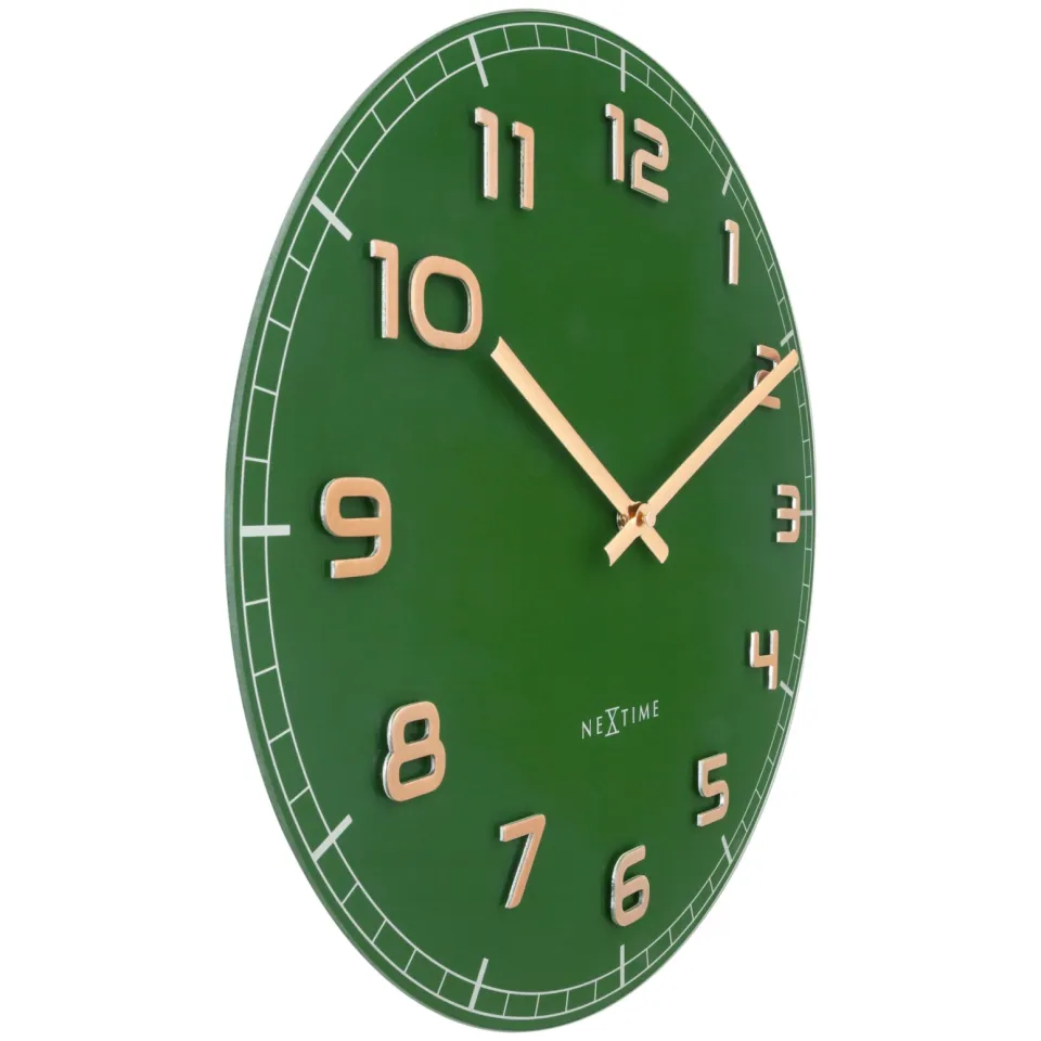 NeXtime Wandklok 40 cm - Stil - Groen - Glas/Aluminium - "Classy Medium", foto 2