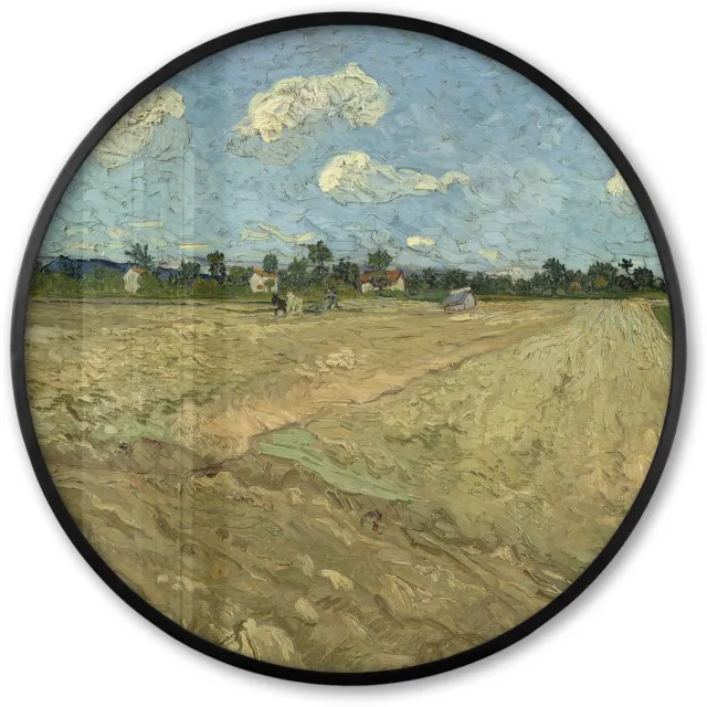 FrameYourWall Poster in lijst Rond - Fotolijst 80x80 cm - Posters - Geploegde akkers - Vincent van Gogh - Ronde posterlijst zwart - Decoratie - Wanddecoratie woonkamer - Muurdecoratie slaapkamer