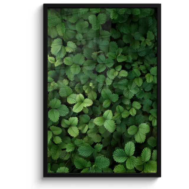 FrameYourWall Poster in lijst - Fotolijst 60x90 cm - Posters - Groen - Bladeren - Kartel - Zonlicht - Posterlijst zwart - Decoratie - Wanddecoratie woonkamer - Muurdecoratie slaapkamer
