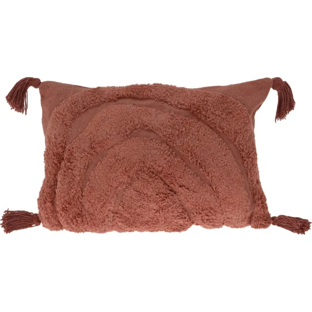 Home & Styling Collection Home Styling Collection - Sierkussen van getuft katoen met franjes, regenboog, 30 x 50 cm Terracotta