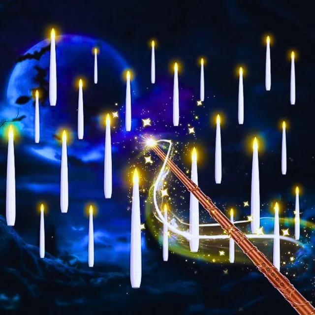 SLVCREK 20 Stuks Drijvende LED Kaarsen Met Toverstaf - Vlamloze Batterijkaarsen Voor Magische Decoratie Bij Feesten - Kerst - Halloween En Thuis