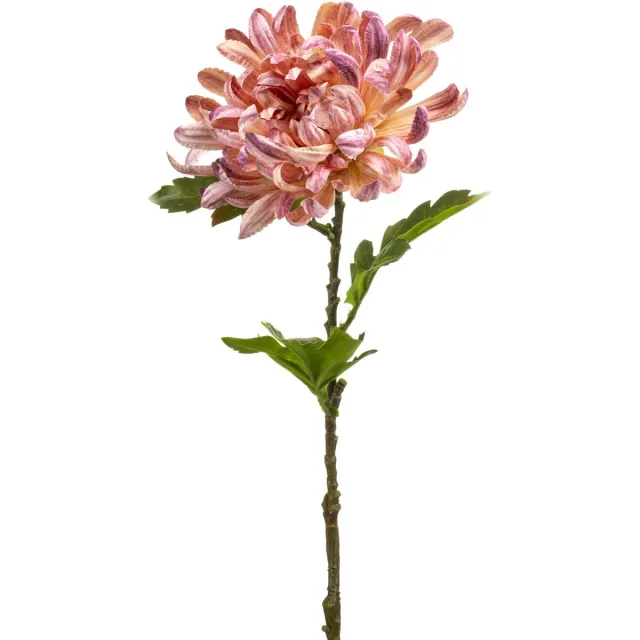 Fleurdirect Kunstbloem Chrysant - Kunststof/Metaal/Polyester - Zachtroze - 60 cm - Levensechte Interieur Decoratie