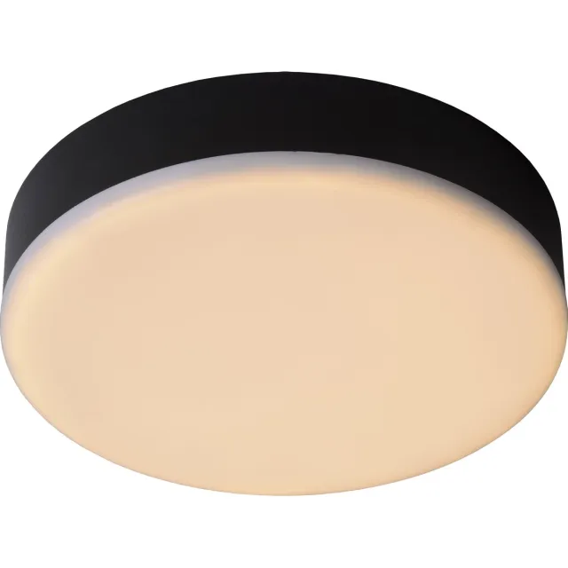 Lucide CERES-LED - Plafonnière (Plafondlamp) Badkamer - Ø 21,5 cm - LED Dimbaar - 1x30W 3000K - IP44 - Zwart