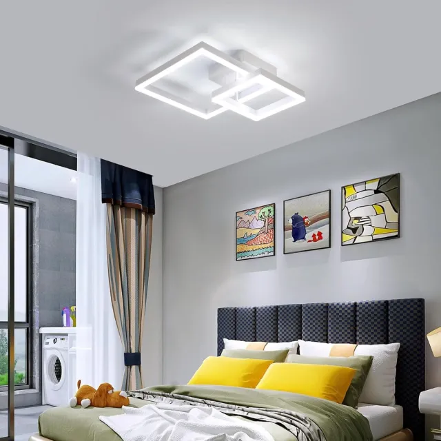 Haobosic Grand plafonnier carré en acrylique - Blanc sable - 36 W - 6500 K IRC 80 White