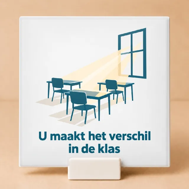 Bedruk King Vrolijke Laatste schoolweek voor kerst Tegel – Inspirerende en kleurrijke klasdecoratie voor leerkrachten - 11 x 11 cm met houder Wit
