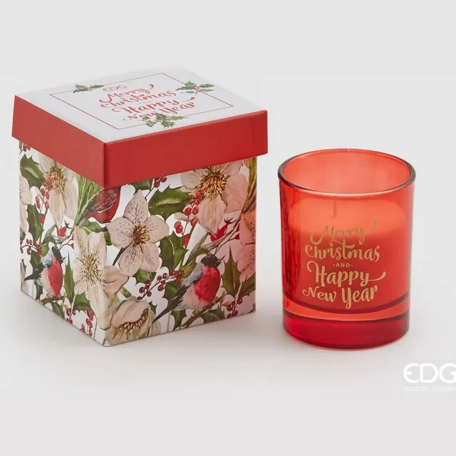 EDG - Enzo De Gasperi EDG Enzo De Gasperi Kerst geurkaars in glas met muziekdoosje H9 D8 rood