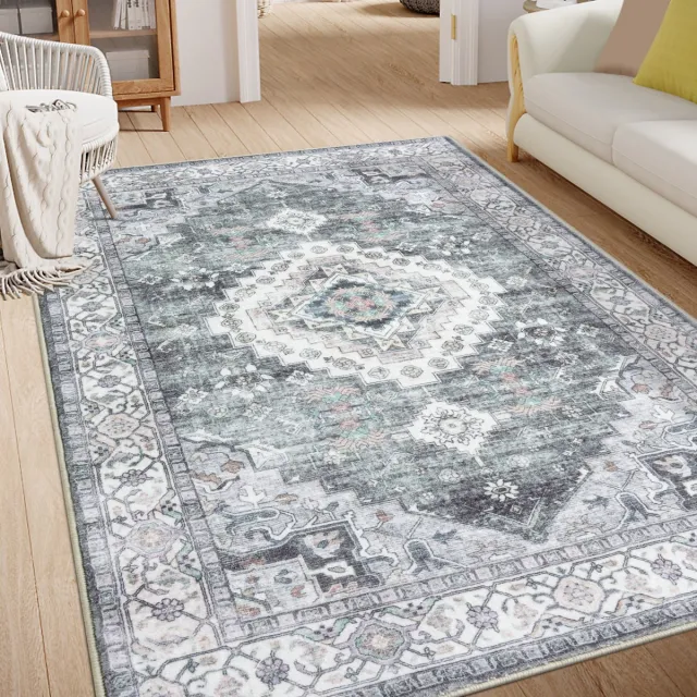 Homaxy Woonkamerkleed - Zacht Fluwelen Vloerkleed Voor Naast Het Bed - Wasbaar Klein Vloerkleed - 183x275 cm - Rechthoekig - Grijs Lichtgrijs