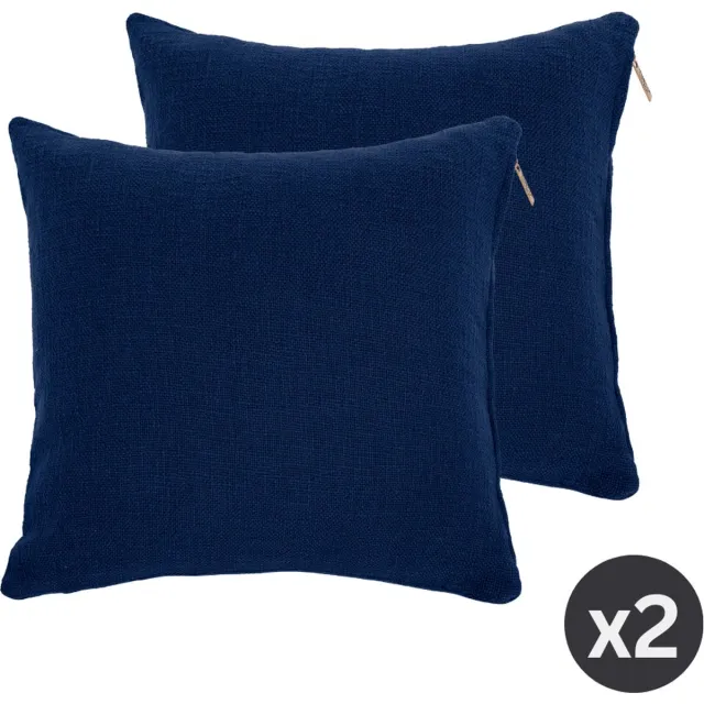 Tiseco Kussen (gevuld) COTTON SLUB - SET/2 - 45x45 cm - Blauw BLUE SIGNA