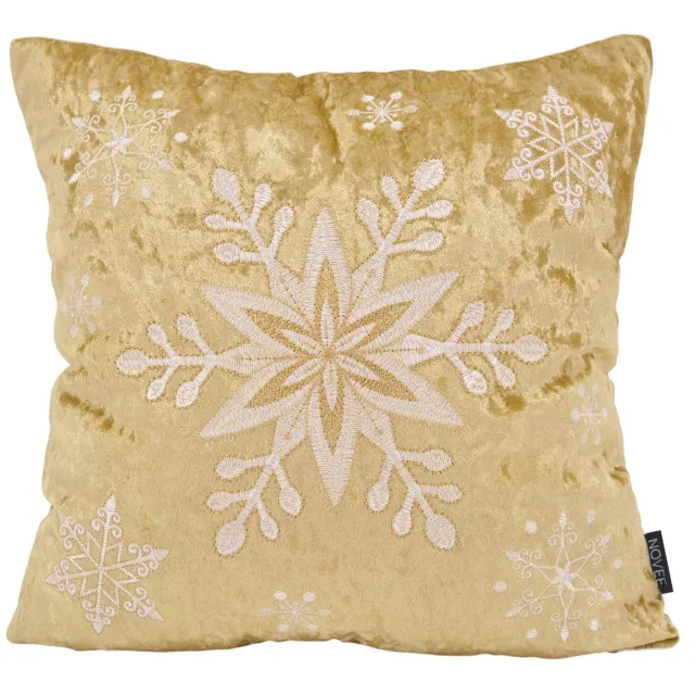 NOVÉE Velvet Kerst Gold Crystal Kussenhoes | 45 x 45 cm | Fluweel/Polyester wit goud