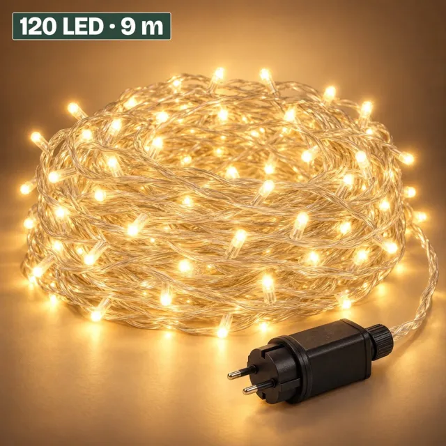 Levano Kerstverlichting voor Binnen en Buiten - 120 LED 9 m - Lichtsnoer Buiten - Buitenverlichting - LED Verlichting - Kerstlampjes - Kerstboomverlichting - Lichtslinger - Lichtjes - Lichtketting - Warm Wit - Timer - Sfeerverlichting - IP44