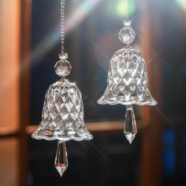 PZCC Windgong - Klokvormig Windgong - Wind Chimes - Windgong hanger - Tuin decoratie - Kristal Glanzende - Windgong Duivenverjager - Reflecterend Holografisch Vogelverjager - Glas - Voor Balkon Tuin Vijver - Transparant