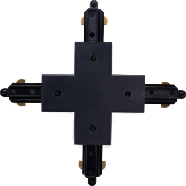 LEDVION 1-Fase Rail X-Vorm Connector (Zwart) - Naadloze Intergratie 1-Fase