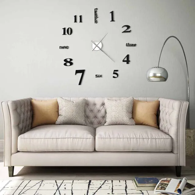 vidaXL 3D-wandklok 100 cm XXL modern zwart, foto 2