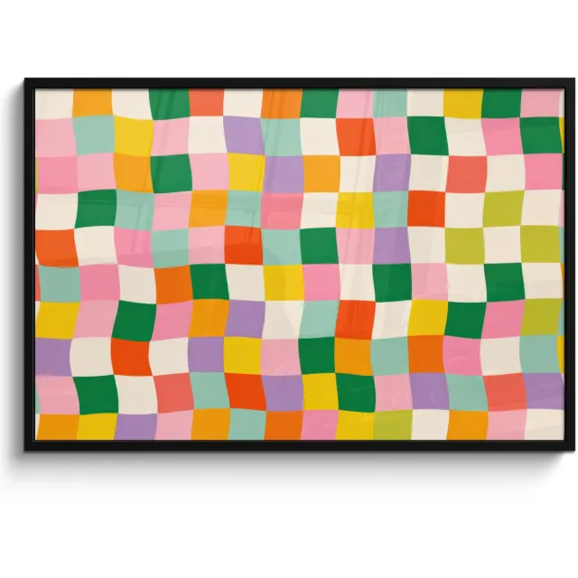 FrameYourWall Poster in lijst - Fotolijst 120x80 cm - Posters - Vierkanten - Kleurrijk - Golvend - Posterlijst zwart - Decoratie - Wanddecoratie woonkamer - Muurdecoratie slaapkamer