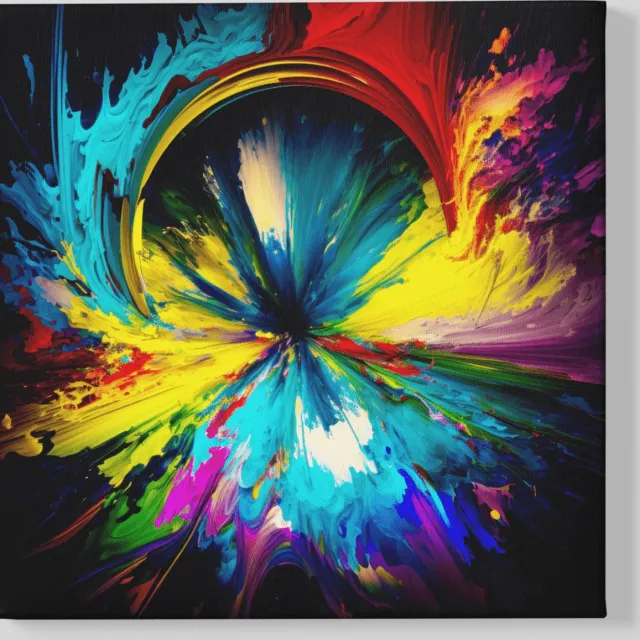 Trendex Global Canvas Schilderijen - Kleurrijke Abstract - Vierkant - 40x40x2 cm kleurrijk