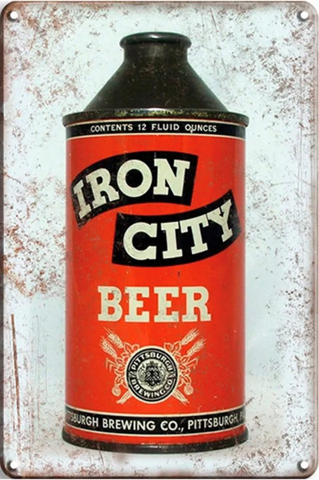 Signs-USA Retro wandbord - metaal - Iron City Beer - 30 x 40 cm
