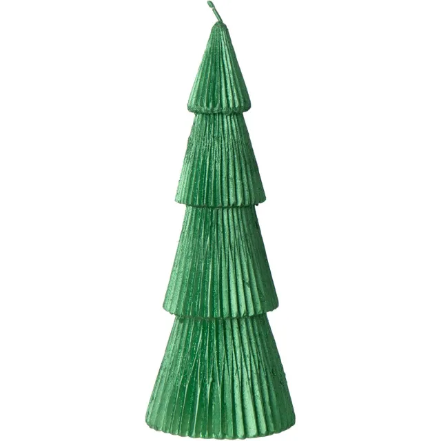 J-Line Dennenboomkaars - paraffine - groen - small - set van 2