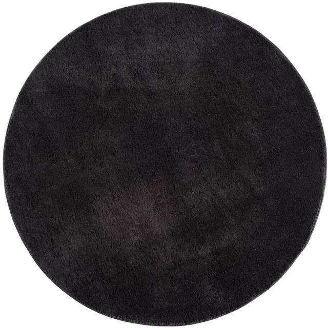 TapisTrend Harig tapijt Zwart 200 cm rond Effen, wasbaar, antislip vloerkleed met een zachte pool van 19 mm voor de woonkamer, slaapkamer en eetkamer