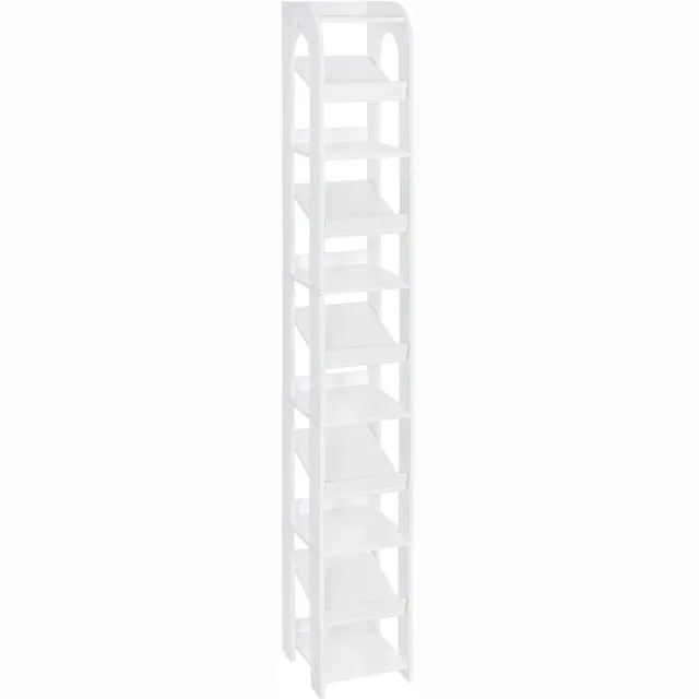 Happiq Schoenenrek - Voor Kast of Entree - Verticale Schoenentoren voor Kleine Ruimtes - Hout - Wit White