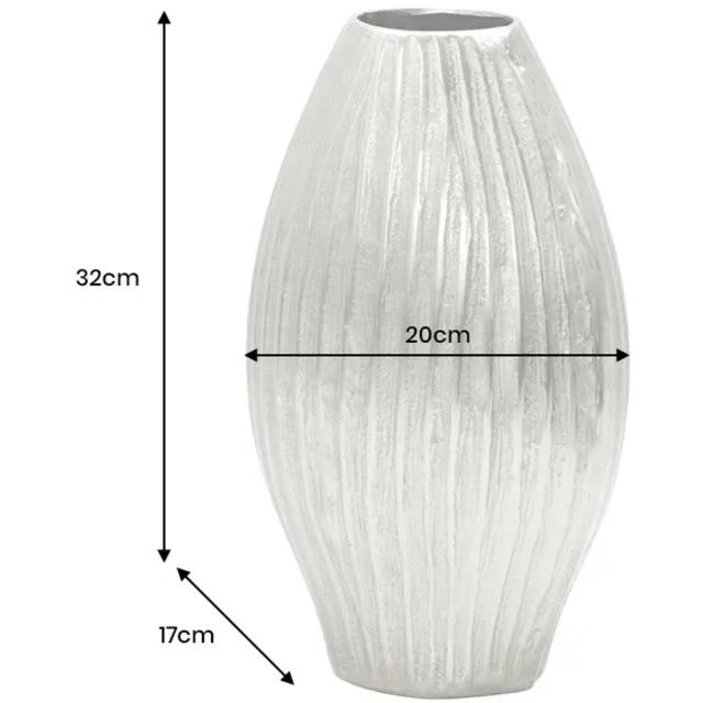 Invicta Interior Moderne vaas ELEGANCE 35cm Zilver Metaal Gehamerd Design - 44839