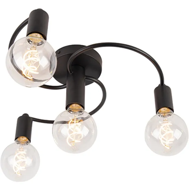QAZQA facil - Moderne LED Smart Plafondlamp incl. wifi - 4 lichts - Ø 54.5 cm - Zwart - Woonkamer | Slaapkamer | Keuken Zwart Smart LED