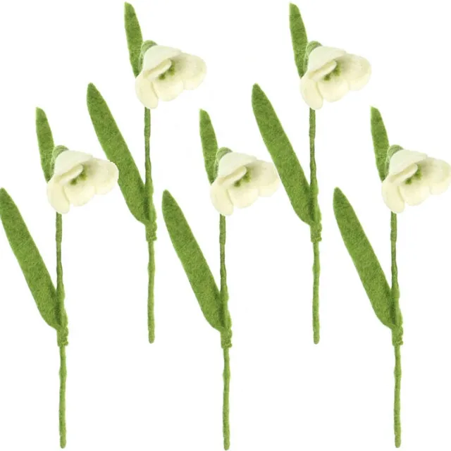 Sjaal met Verhaal Bloemen Vilt - Sneeuwklokjes Wit - Set 5 stuks - 25cm - Fairtrade Sjaalmetverhaal Bloemen - Sneeuwklokjes 5x