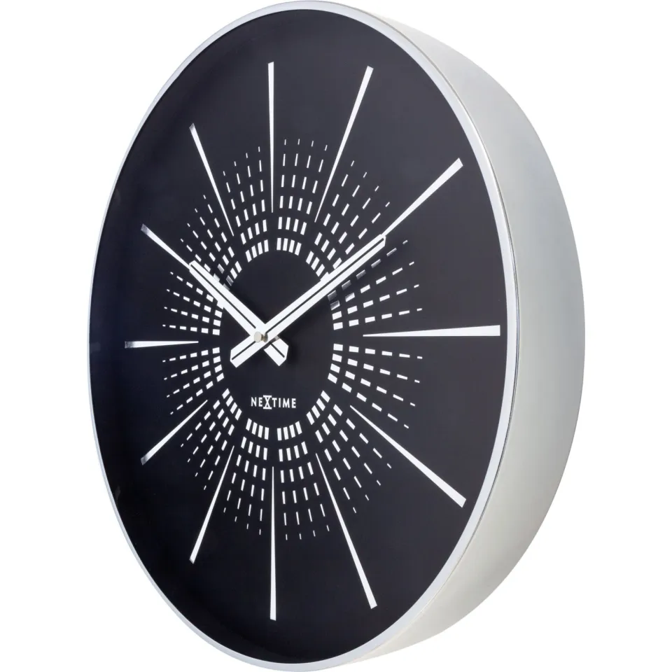 NeXtime Wandklok 40 cm - Stil - Metaal - "Excentric" zwart, foto 2