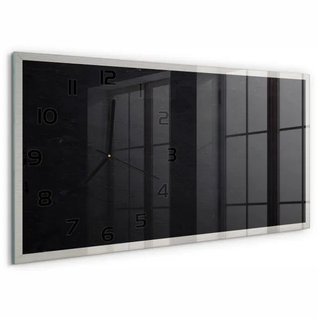 TULUP Wandklok - Prikbord Glazen Klok Met Print - 60x30 cm - Zwart Wandklok Glas Met Motief - Zwarte handen - Rechthoekige Klok - Wandklok Glas Decoratie - Gekleurde Glazen Klok
