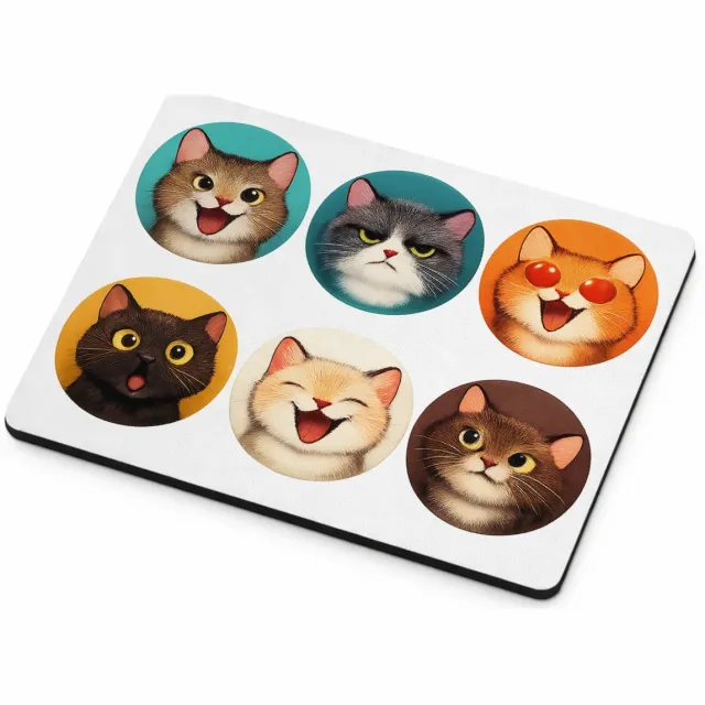 Mr Cadeautjes MDF magnetische fotolijst 9 x 7 - design Set van zes expressieve kattenportretten met verschillende s | cadeau Wit