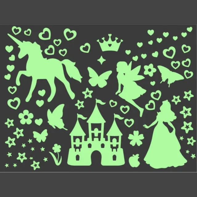 GLOPLAY Essentials Series - The Brightest Glow in The Dark Wall Stickers “Fairy Tale" Everyday Set - Package size: 11x31cm 64gr Groen
