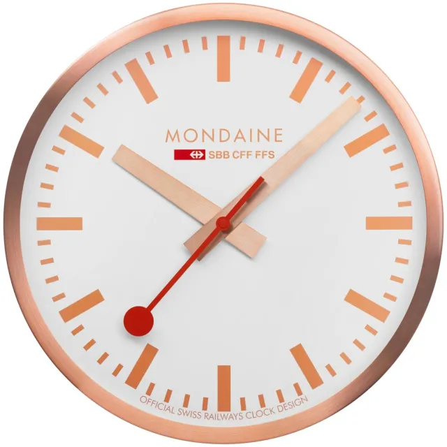 Mondaine MondaineClock M995.CLOCK.17SBK Clock - Stationsklok Rosegoud - XL Wandklok - � 40cm Rosékleurig