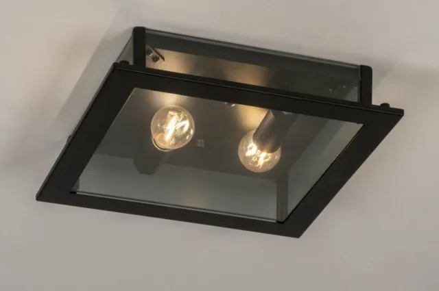 Lumidora Plafondlamp 73762 - Plafonniere - AURIGA - 2 Lichts - E14 - Zwart - Metaal - Badkamerlamp