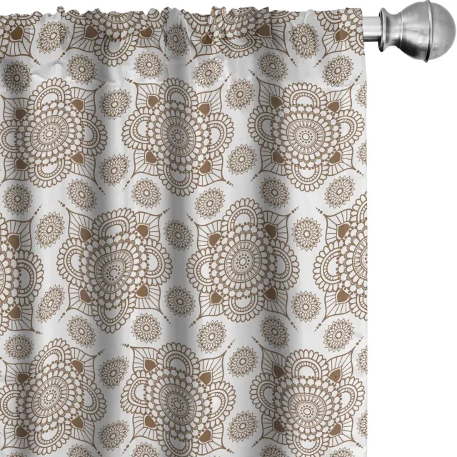 ABAKUHAUS Oriëntaalse Marokkaanse Mosaiek – 2x Voorhangpaneel 75x225 cm – Mikrofaser – Umber en Wit
