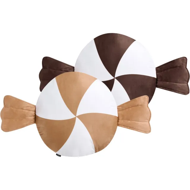 Beliani WHIRL CANDY - Sierkussen set van 2 - Bruin/Wit - Polyester