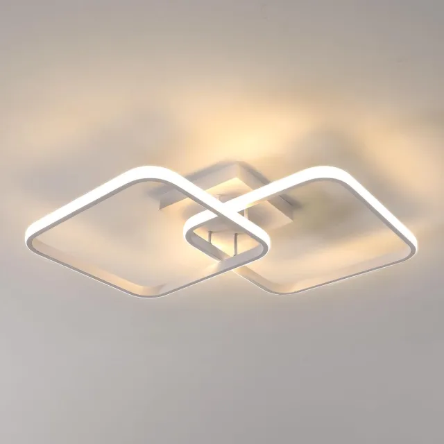Riserva Moderne Plafondlamp, 42W LED Plafondverlichting 3000K Warm Wit, Kruisvormige Vierkante Witte Lamp van Aluminium, IJzer en Silicone, voor Woonkamer, Slaapkamer, Eetkamer